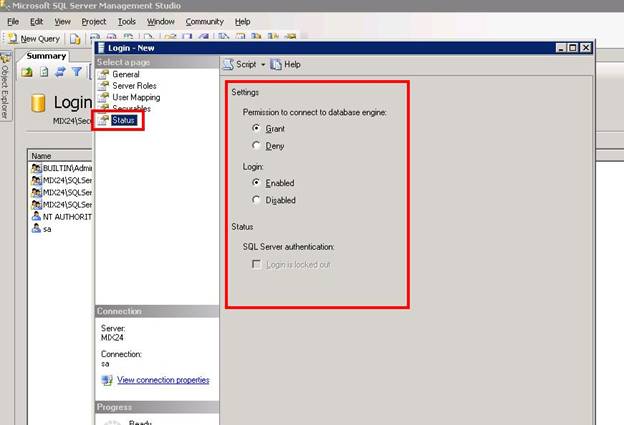 Users involved in SQL and Creating User Account